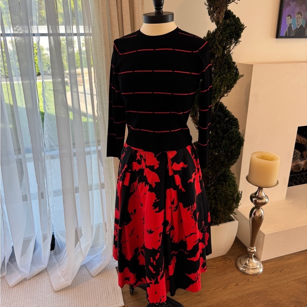 Carlisle Skirt & Sweater Set - Red & Black
